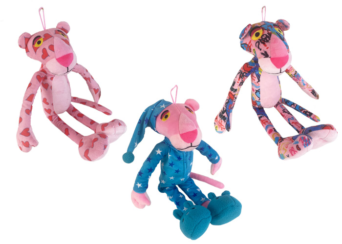 (Mis 6+) PANTERA ROSA (Pink panther)  – Cuori, Pigiama e Graffiti – Peluche 70cm 3ass…x